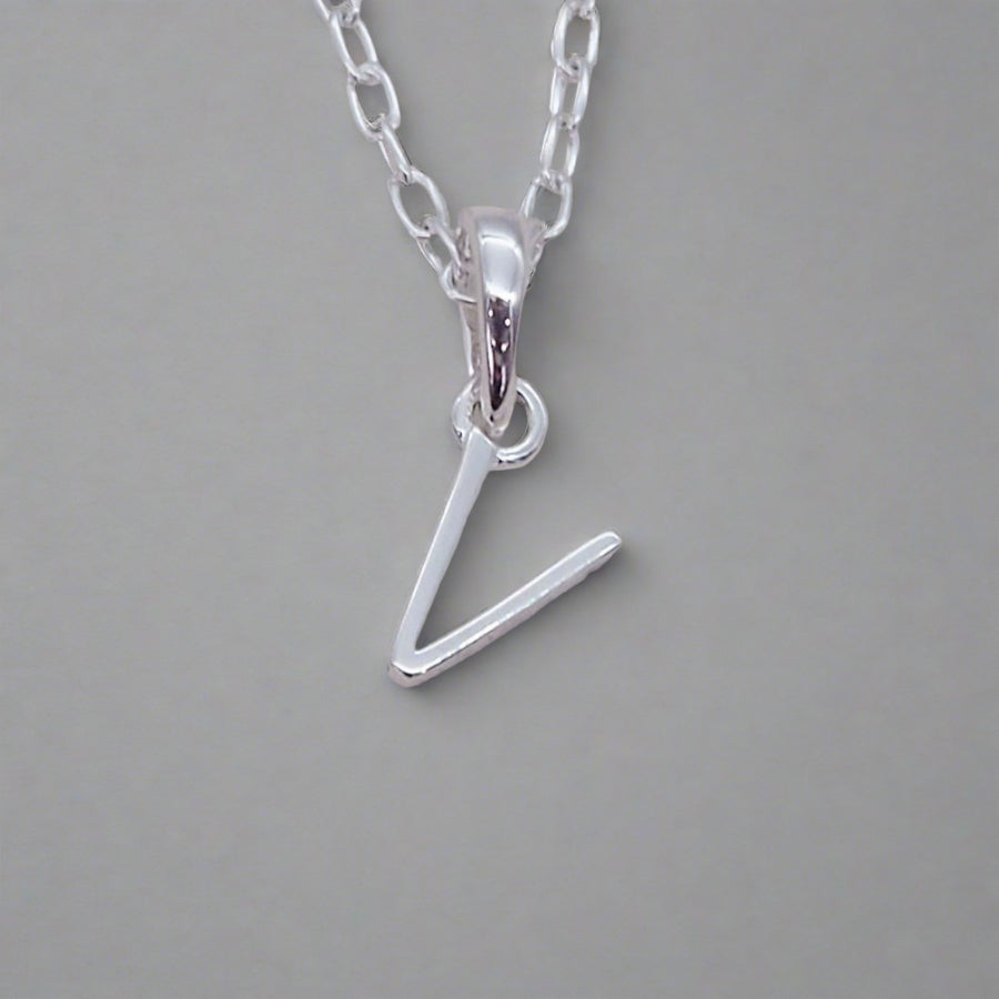 Sterling Silver Initial v Necklace - Sterling silver initial necklaces