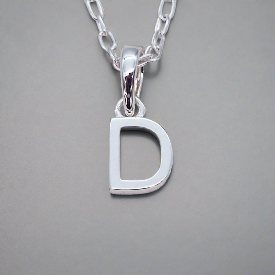 Sterling Silver Initial D Necklace - Sterling silver initial necklaces