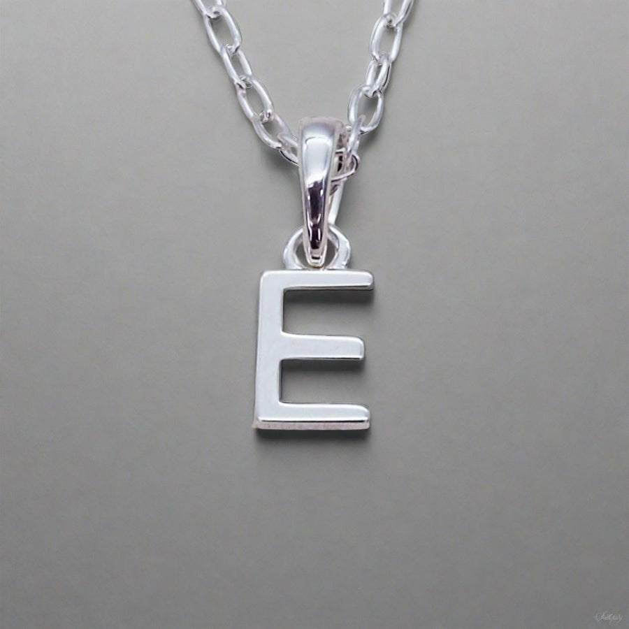 Sterling Silver Initial e Necklace - Sterling silver initial necklaces