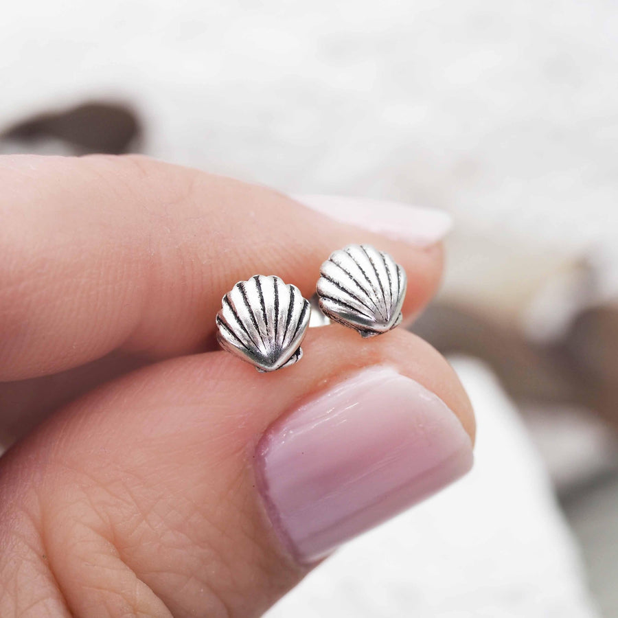 Silver Sea Shell Earrings - womens beachy jewellery by australian jewellery brand