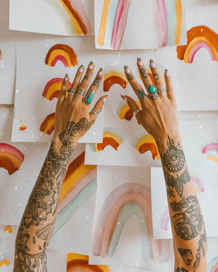 Woman wearing statement bohemian jewellery