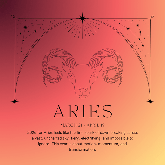 Aries zodiac sign illustration representing the bold awakening and personal growth of Aries in 2026