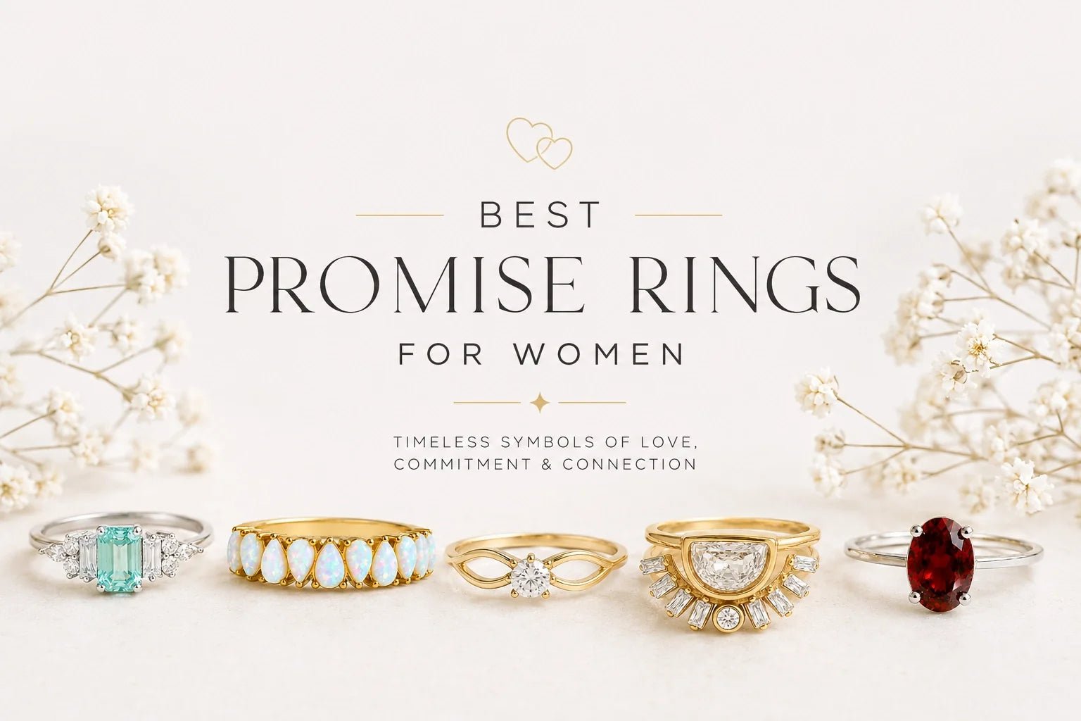 best promise rings for woman banner with 5 different promise ring styles