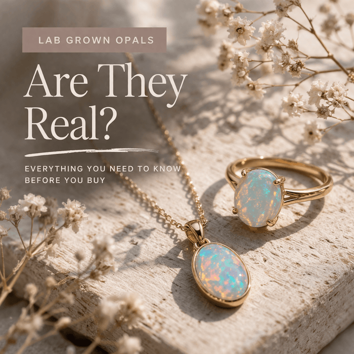 lab grown opal jewellery close up showing colour and light reflections