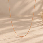 minimalist 9k rose gold chain necklace hanging - 1mm fine curb chain