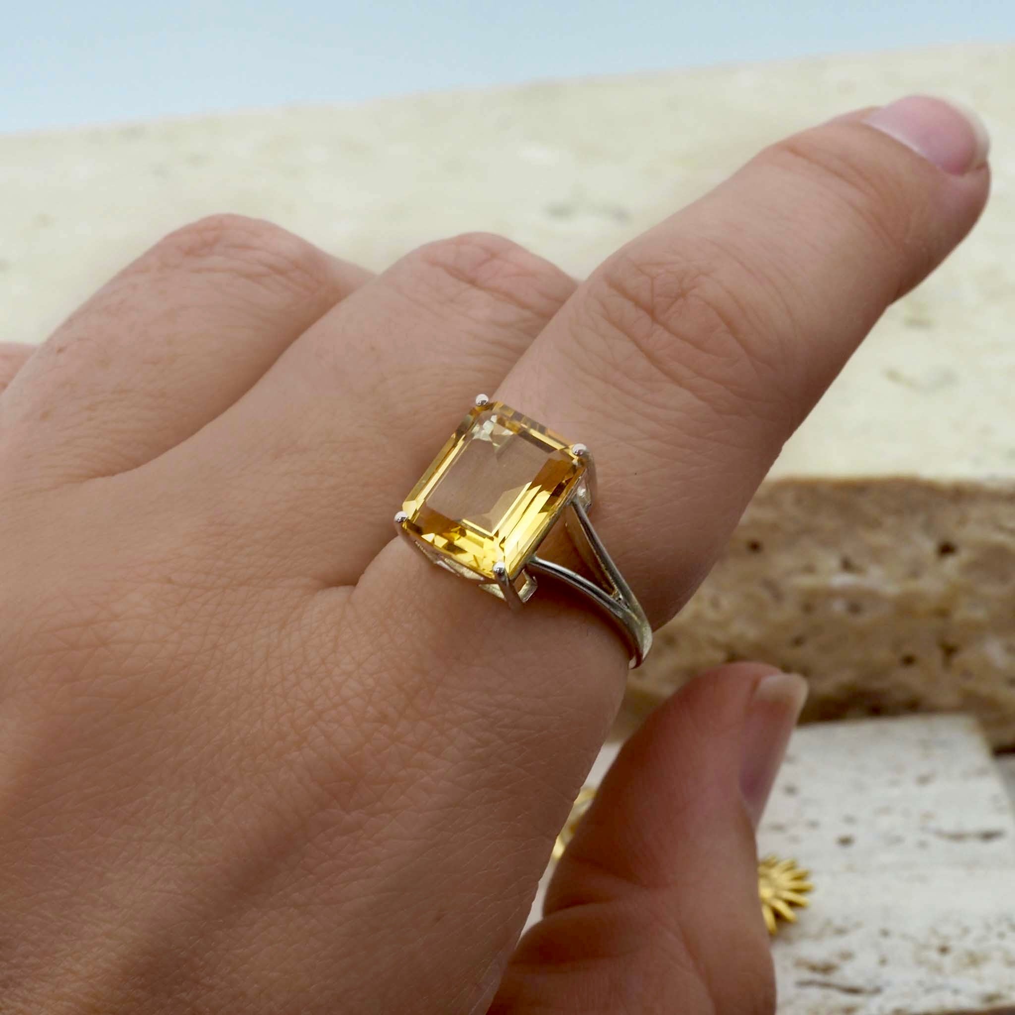 Statement citrine ring - women’s gemstone jewellery by indie and Harper Australia 