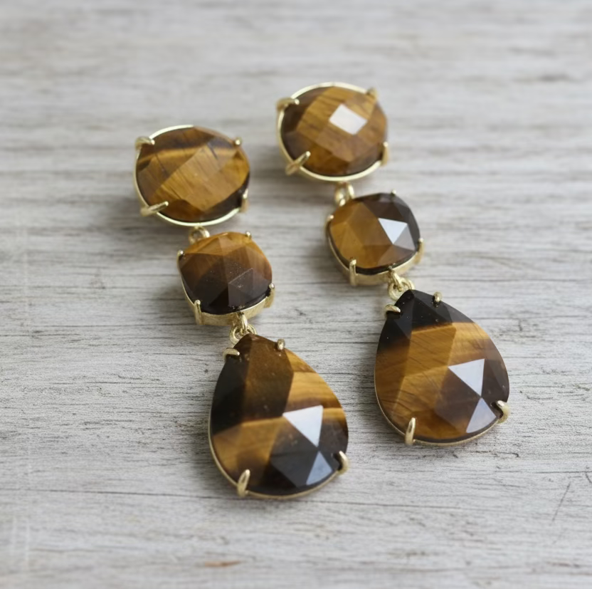 LIMITED Edition: Gold Tigers Eye Drop Earrings
