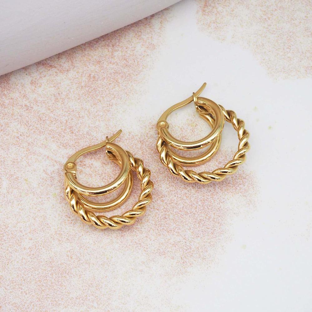 aella gold hoop earrings - waterproof jewellery by indie and harper australia