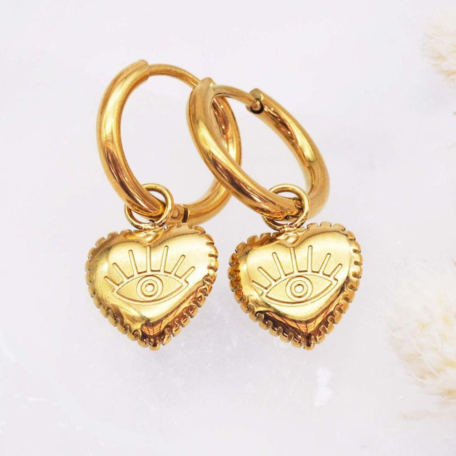 Heart shaped Gold Earrings - gold waterproof jewellery by australian jewellery brand indie and harper