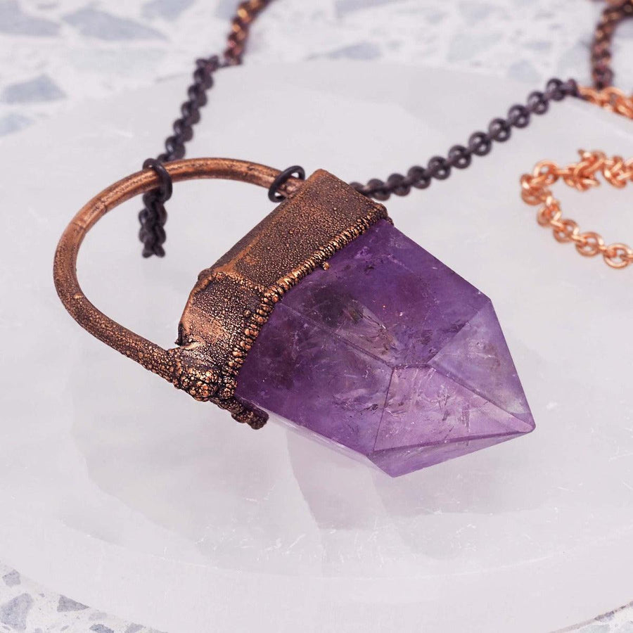 large statement Copper and Amethyst Necklace - womens amethyst jewellery - australian jewellery online