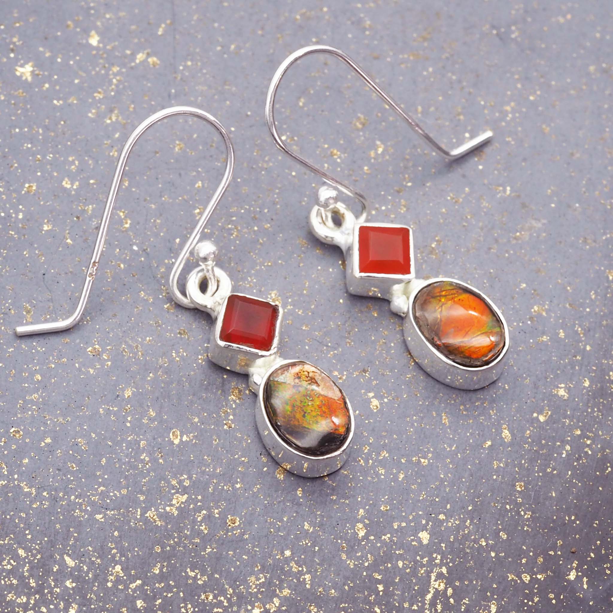  www.indieandharper.com Silver Ammolite and Carnelian Earrings