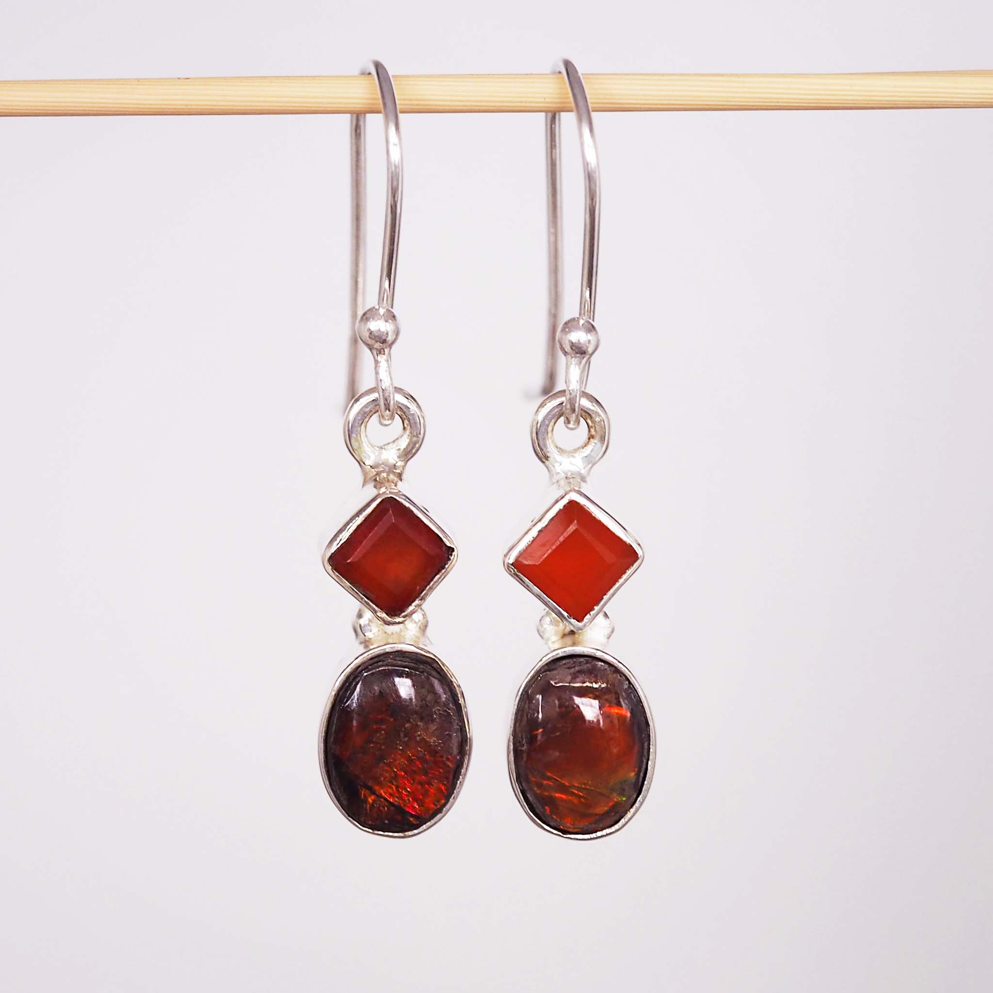  www.indieandharper.com Silver Ammolite and Carnelian Earrings