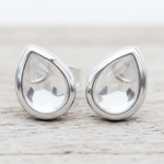 Sterling silver studs with tear drop herkimer quartz 