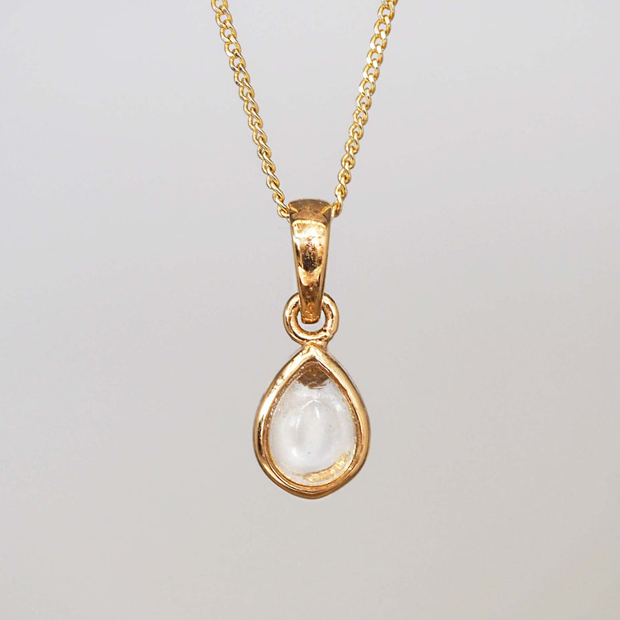 gold april birthstone necklace - herkimer clear quartz necklace - April birthstone jewellery australia