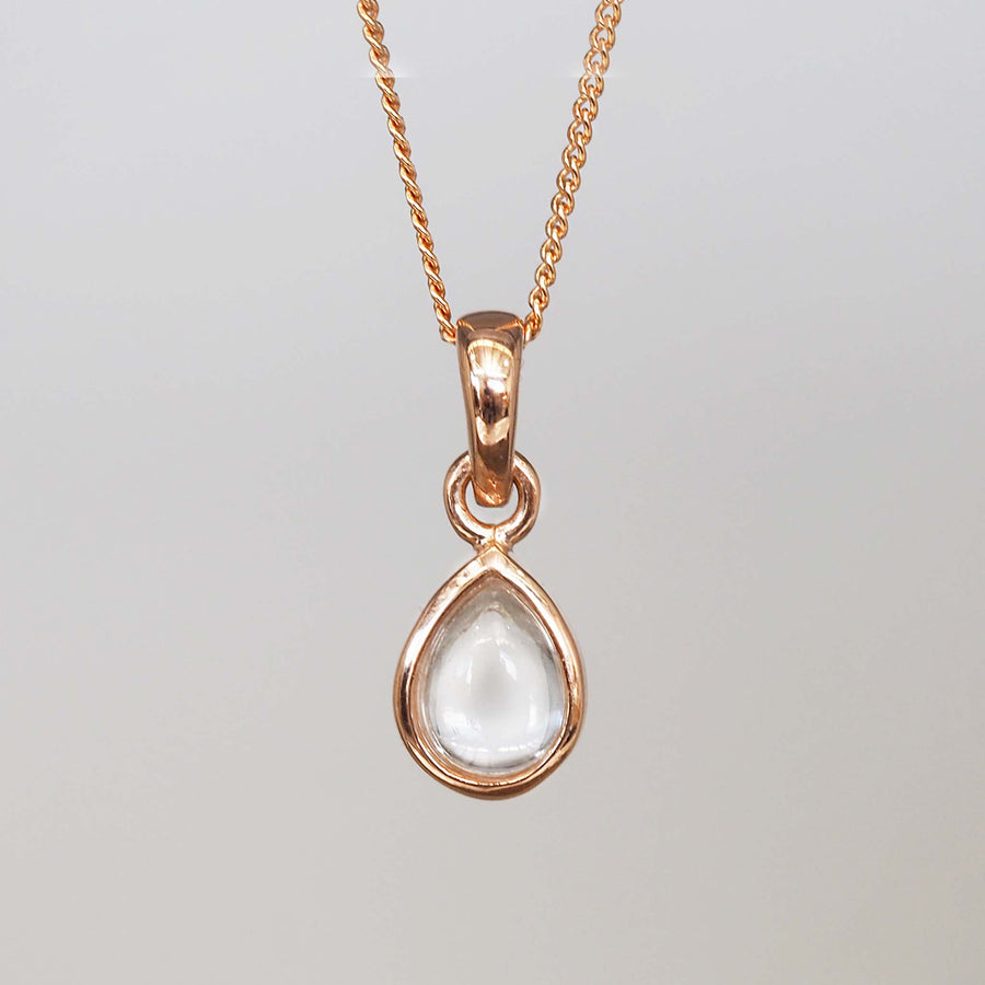 april birthstone necklace - rose gold herkimer clear quartz necklace - april birthstone jewellery australia
