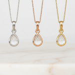 april birthstone necklaces with a pear-shaped natural clear quartz gemstone pendant - birthstone jewellery gift for her