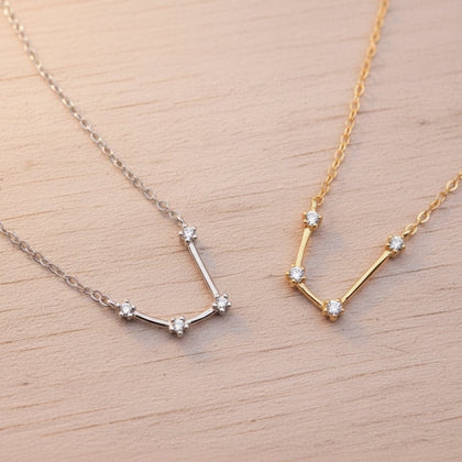 aquarius Constellation necklaces in Sterling Silver and Rose Gold