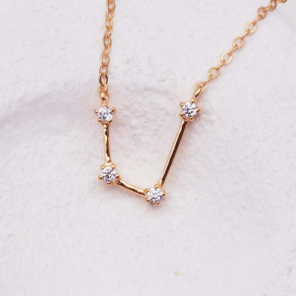 Rose gold aquarius constellation necklace