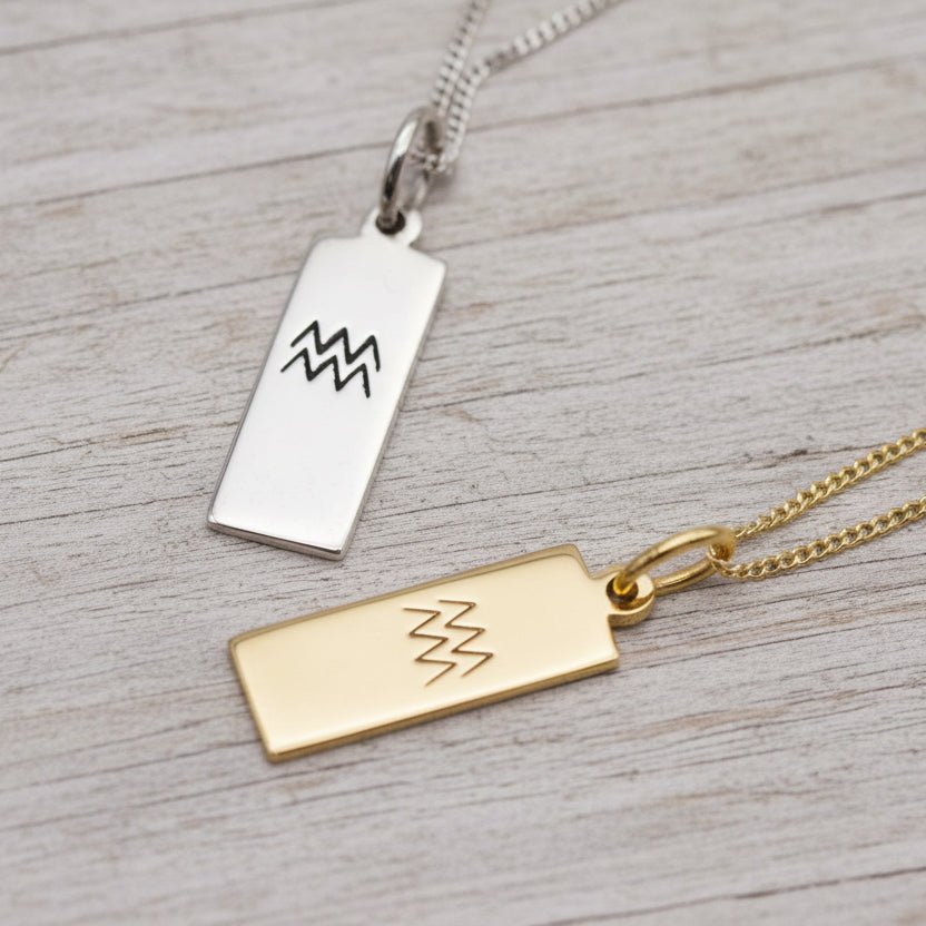 aquarius zodiac necklaces in gold and silver by indie and harper australia