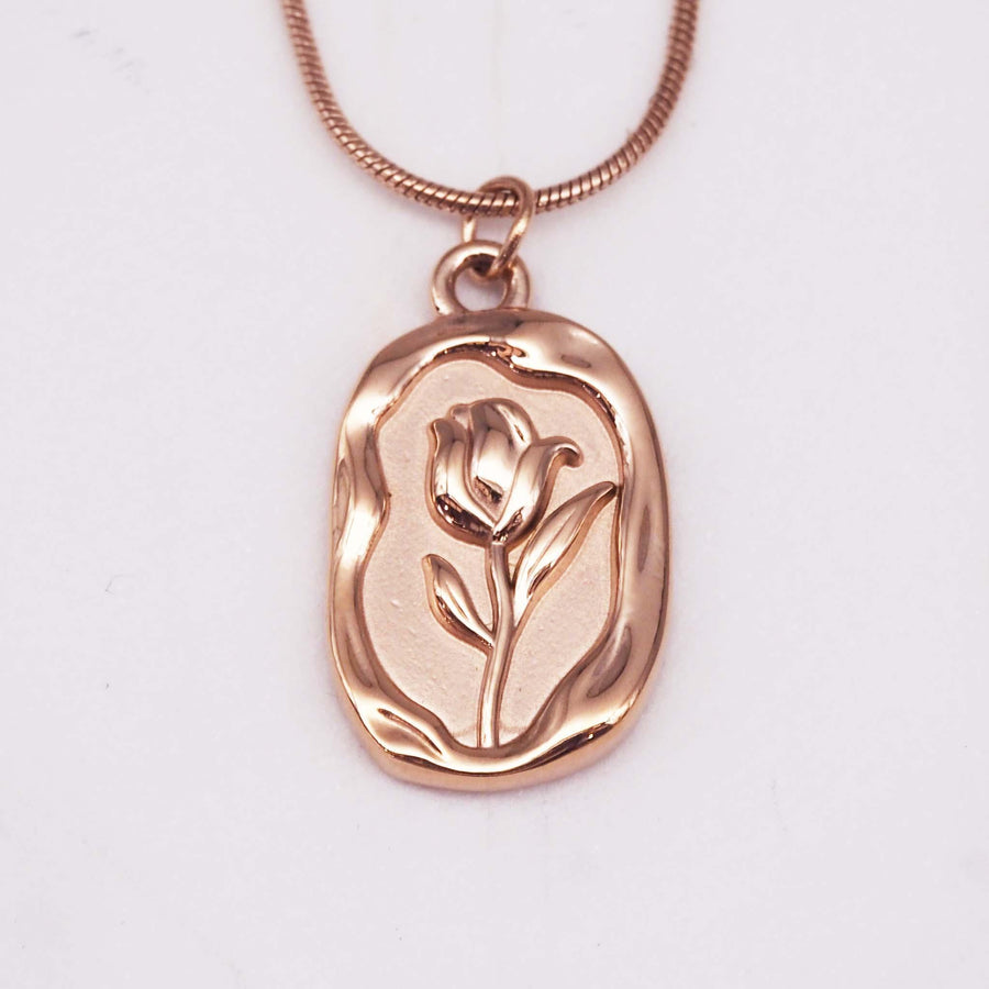 Rose gold Necklace with a rose design - womens rose gold jewellery Australia