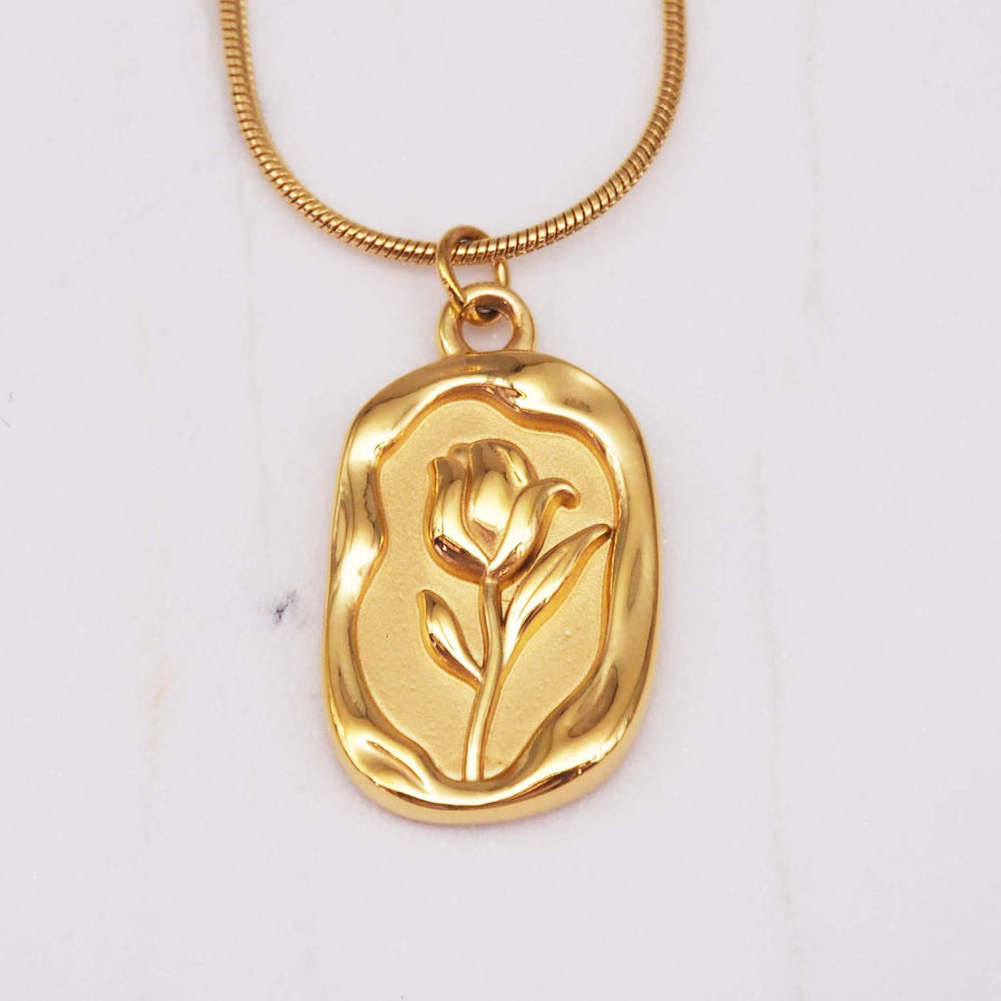 gold Necklace featuring a rose design - womens gold jewellery Australia
