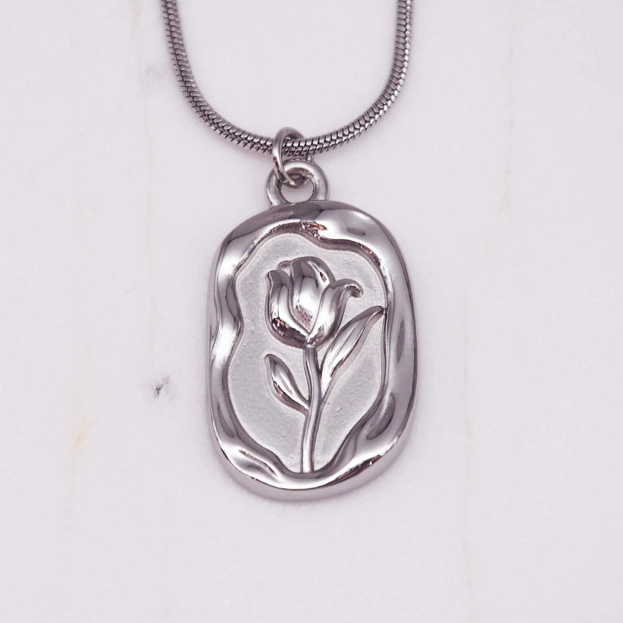 Silver Necklace featuring a rose design - womens silver jewellery Australia