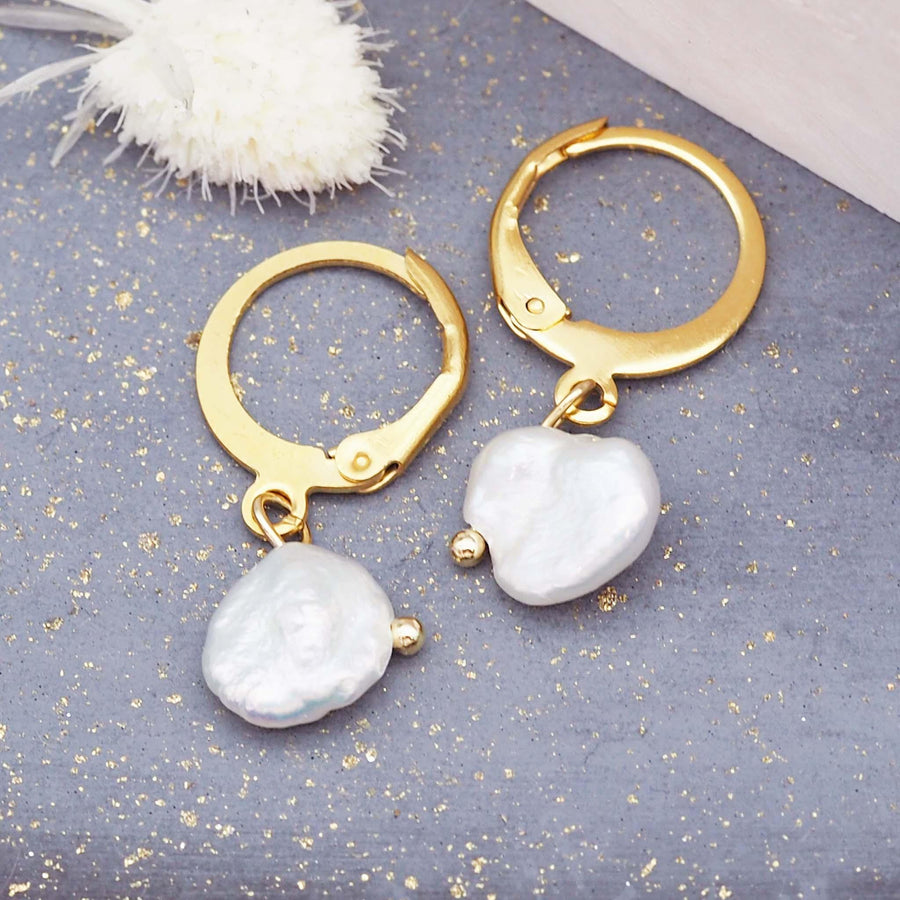 Gold Pearl Earrings - womens gold waterproof jewellery - Australian jewellery brand 