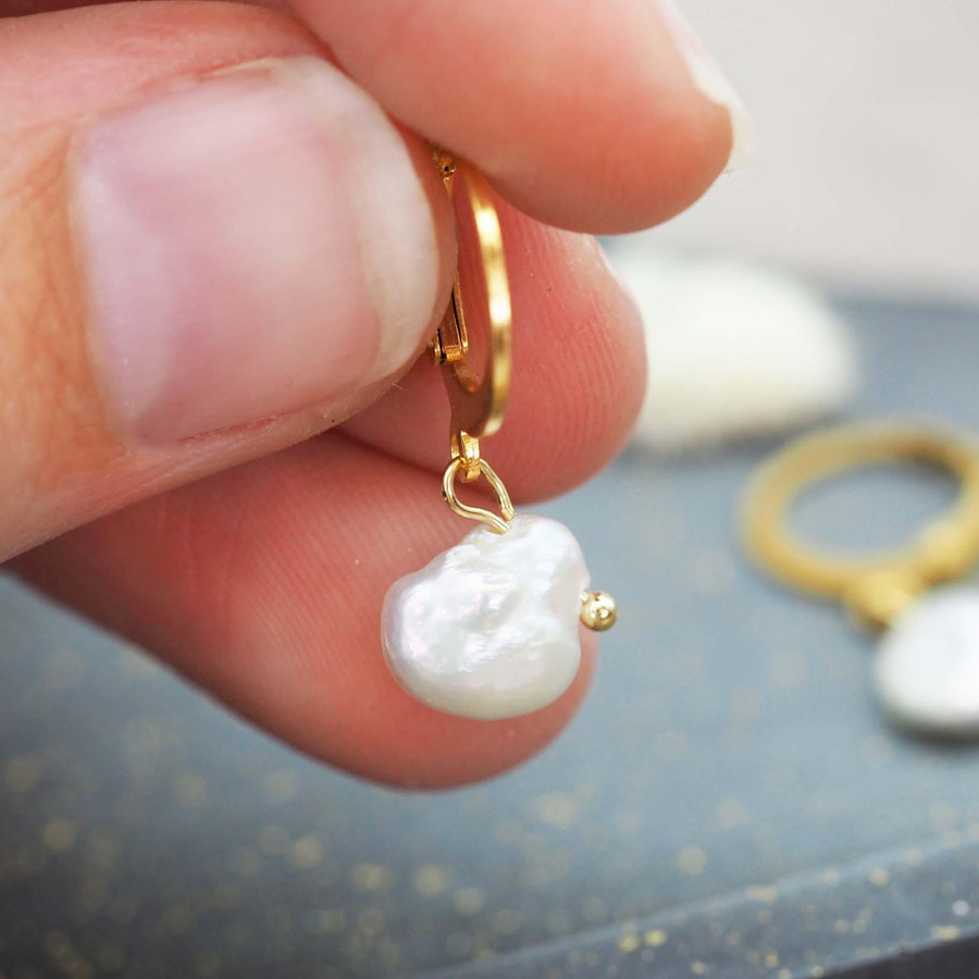 Gold Mother of Pearl Earrings - womens gold waterproof jewellery - Australian jewellery brand 