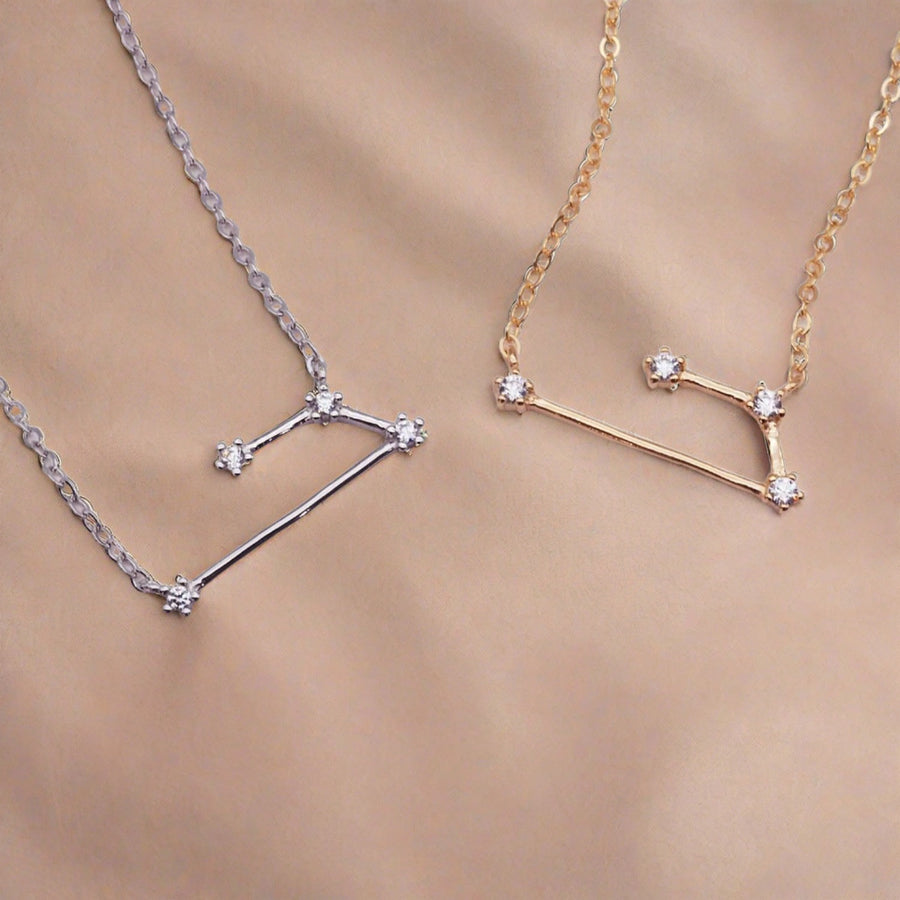 silver and rose gold Aries Constellation Necklaces - womens constellation jewellery by australian jewellery brand indie and harper
