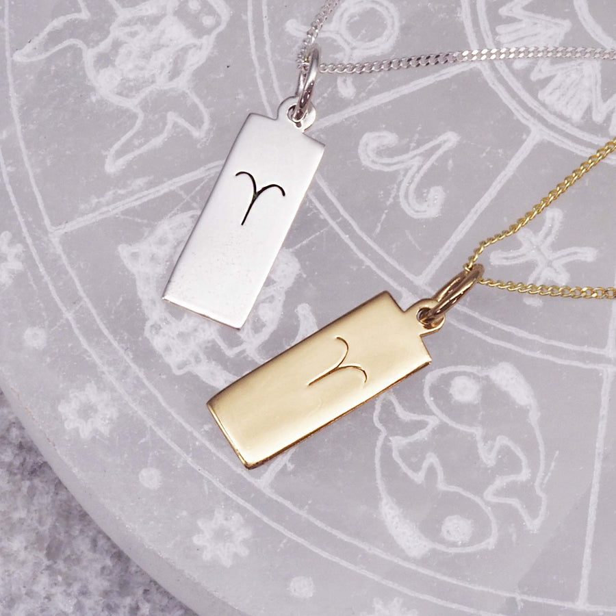 aries necklace in silver and gold - women's zodiac jewellery by indie and harper