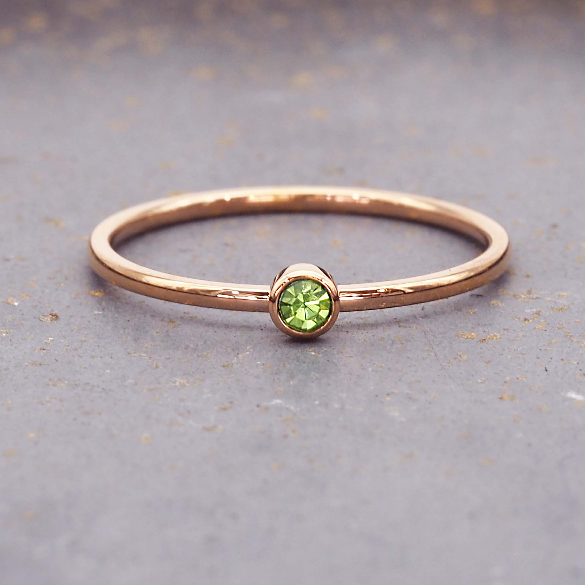 August Birth month rose gold stacker ring