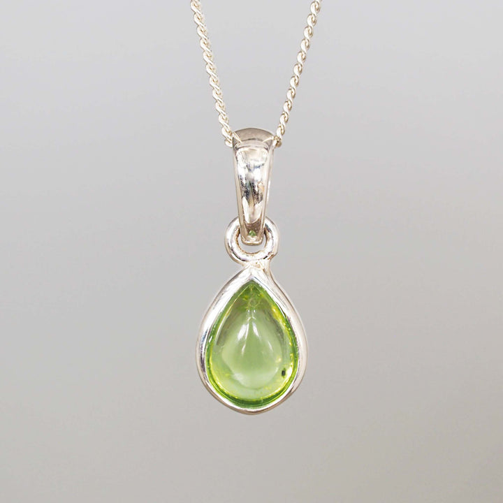 august birthstone necklace - peridot - sterling silver necklace with natural green peridot - the traditional birthstone of august by indie and harper