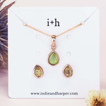 August Birthstone Peridot earrings and peridot necklace by indie and harper australia