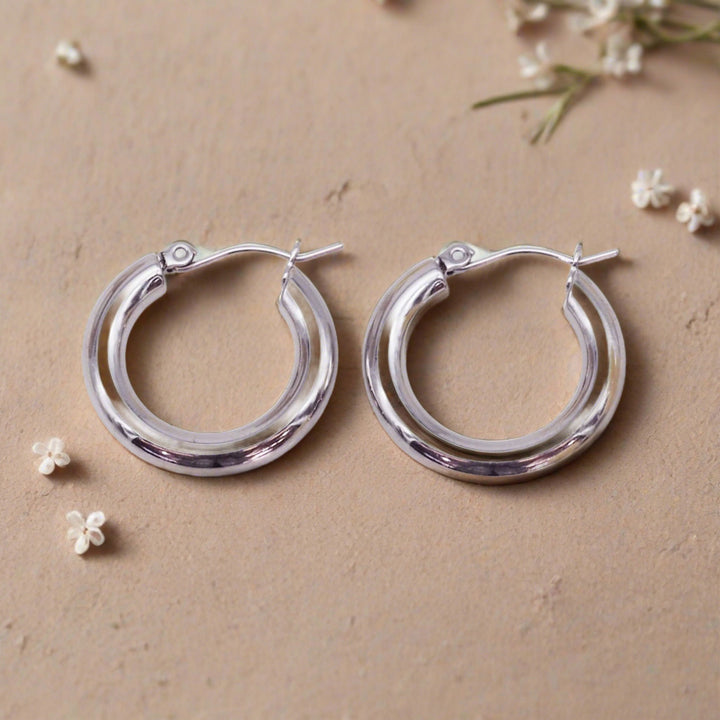 Silver Hoop Titanium Earrings - womens waterproof jewellery by indie and harper