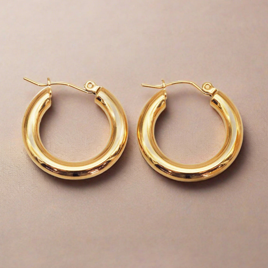 Ayla Hoop titanium gold Earrings - womens gold jewellery by indie and harper
