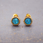 Gold stud earrings with blue cubic zirconia - gold waterproof jewellery by Australian jewellery brands indie and Harper 