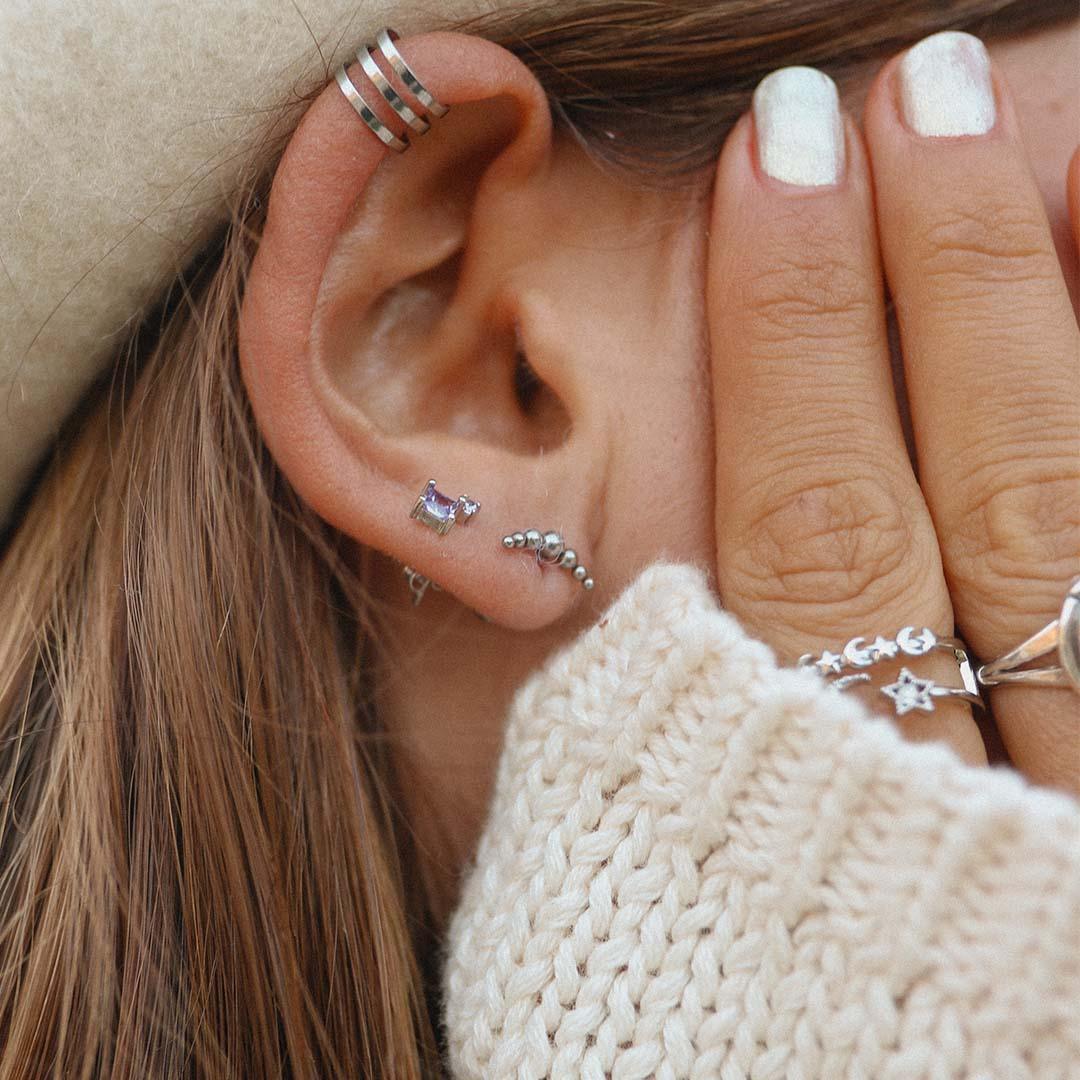 Beaded Single Helix Piercing Earring - womens jewellery by indie and harper