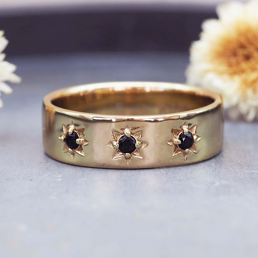 black spinel medusa band - women's jewellery by indie and harper