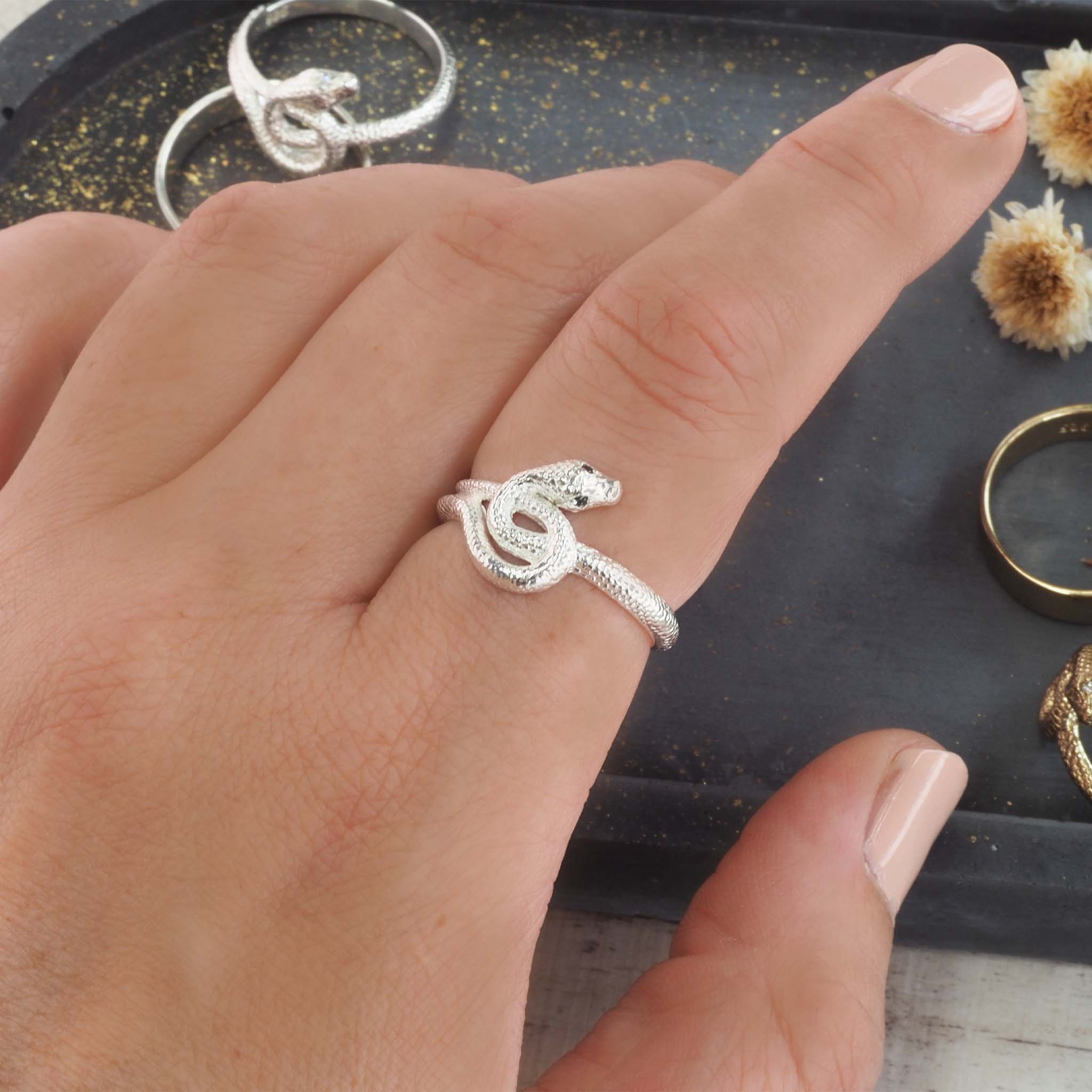 Black Spinel Medusa Ring - womens jewellery by indie and harper