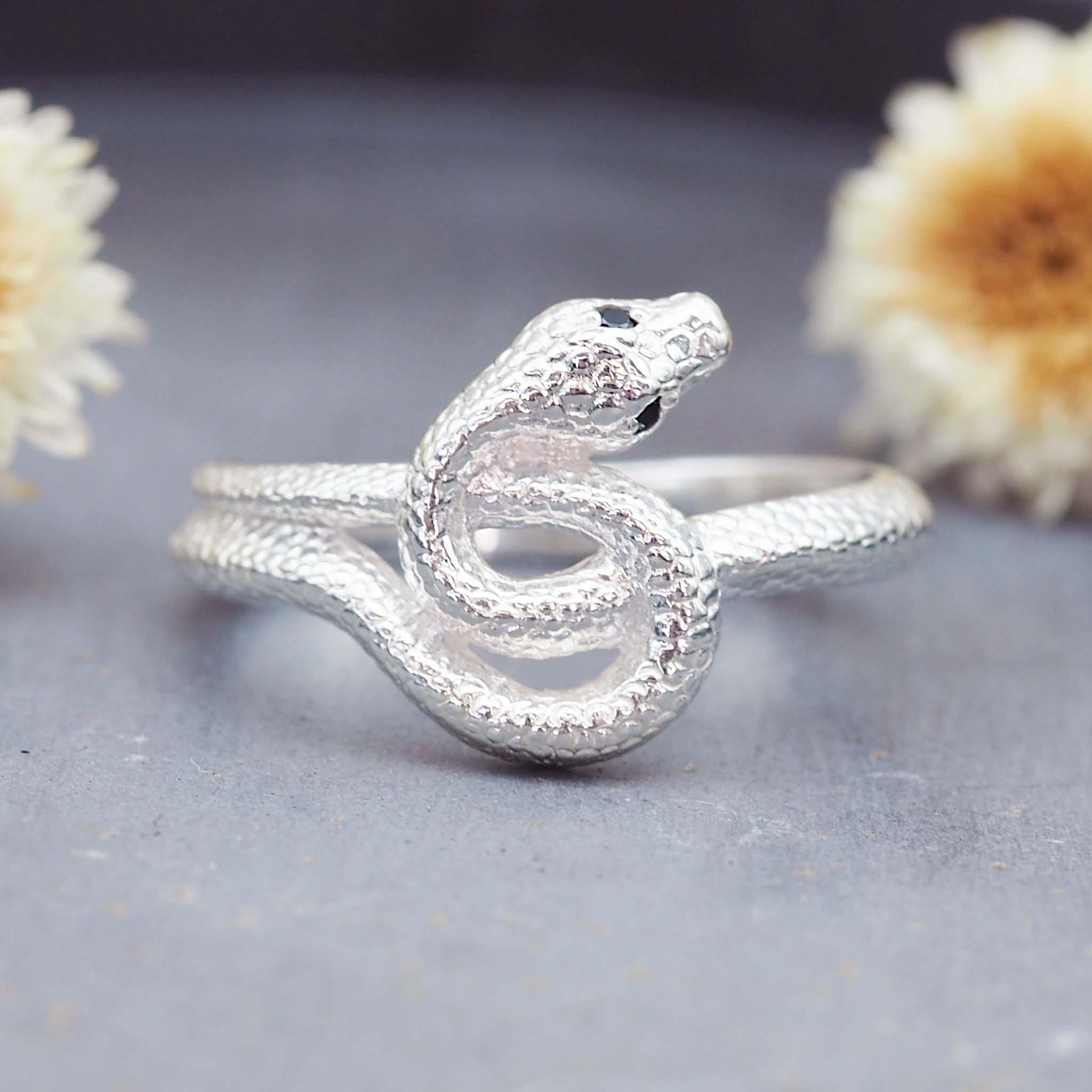 Black Spinel Medusa Ring - womens jewellery by indie and harper