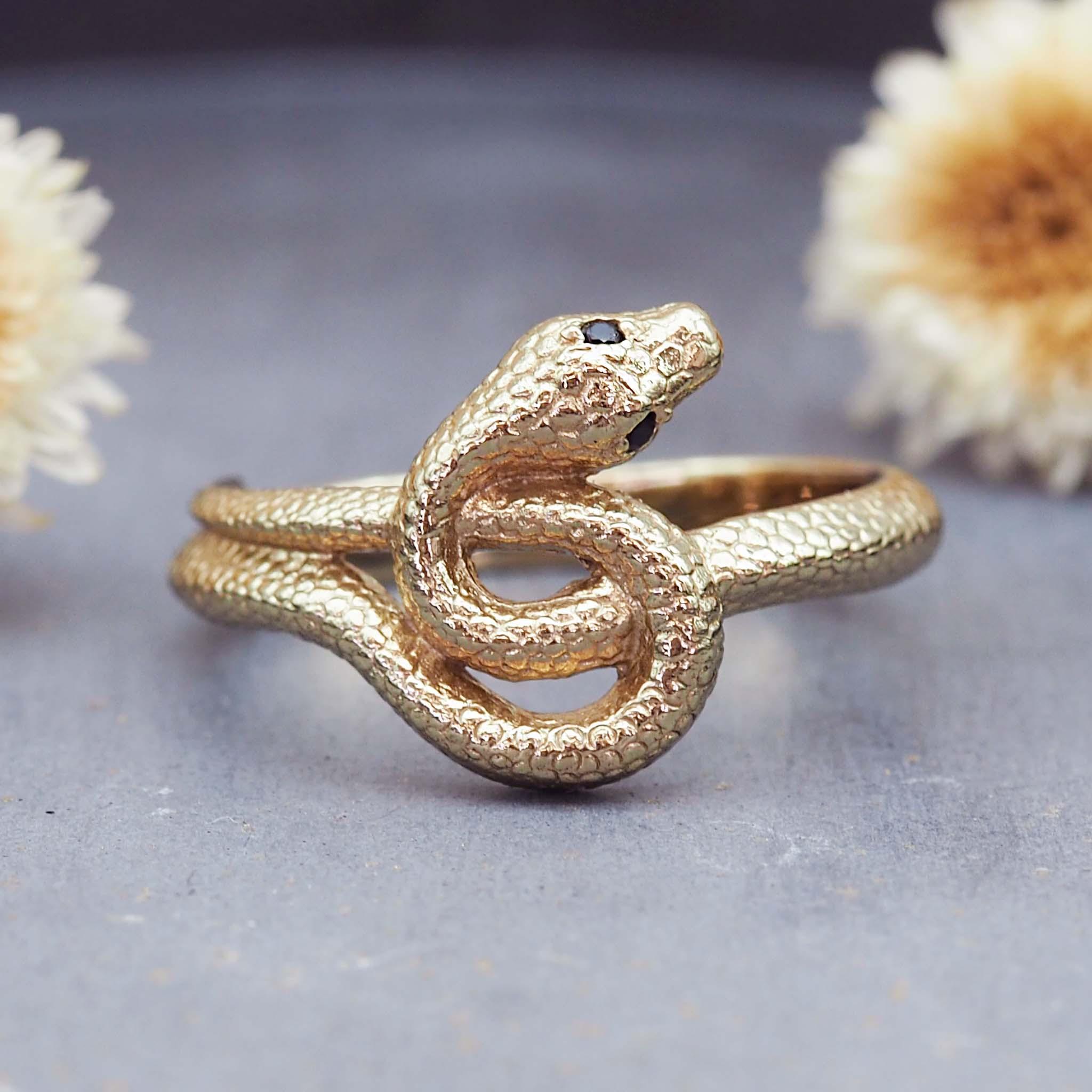 Black Spinel Medusa Ring - womens jewellery by indie and harper