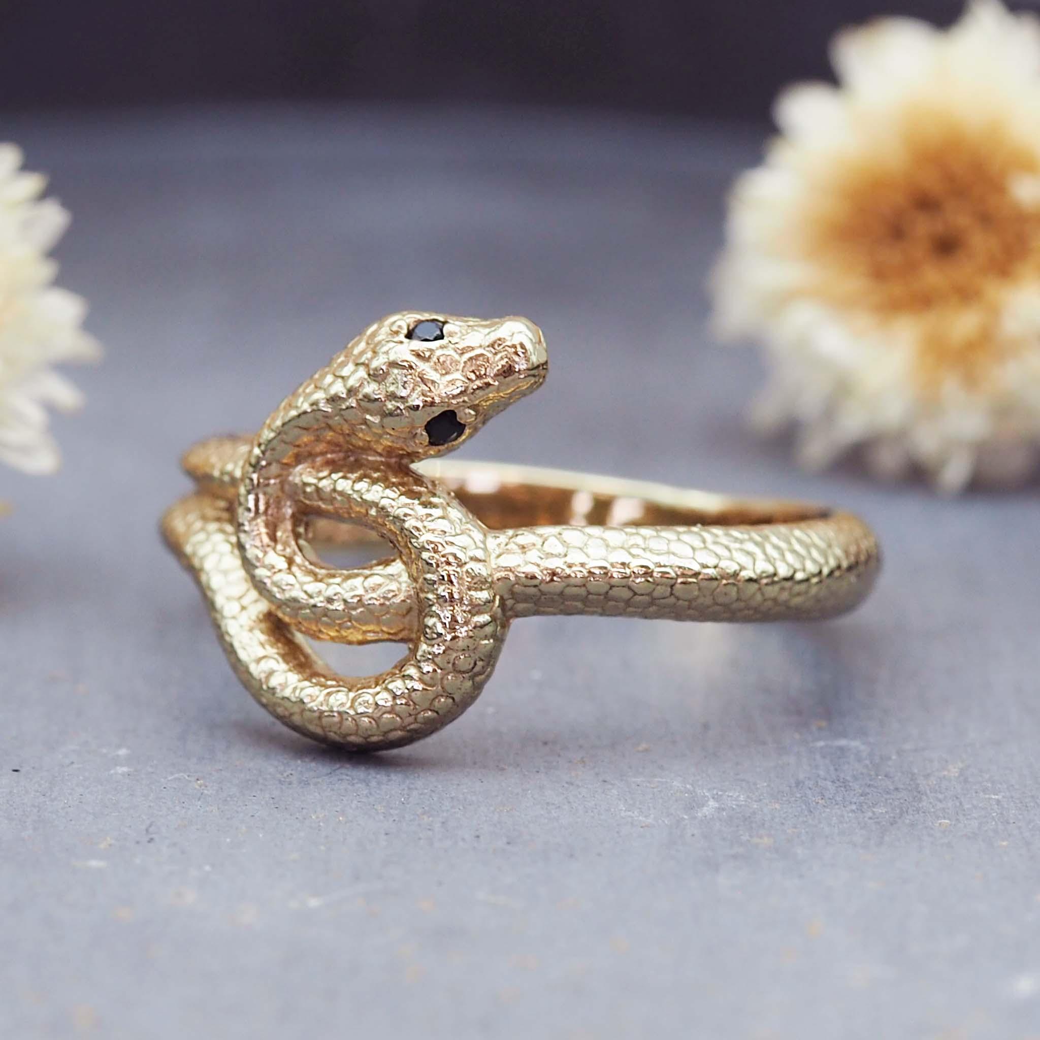 Black Spinel Medusa Ring - womens jewellery by indie and harper