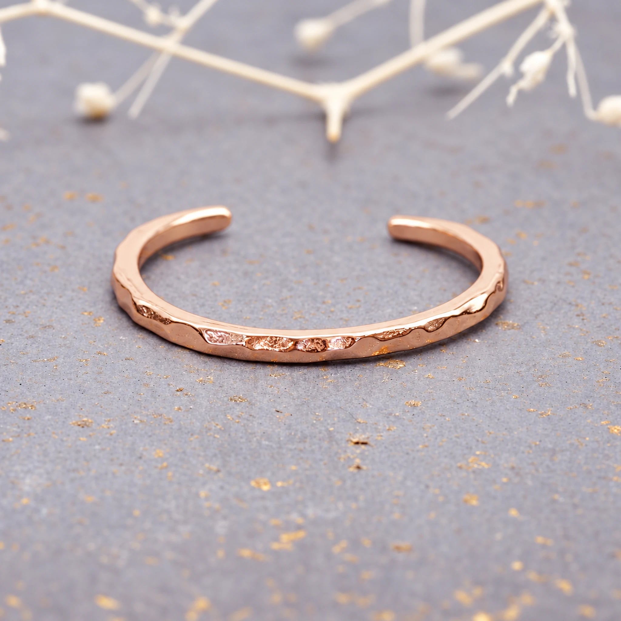 Rose gold hammered minimalist open toe ring