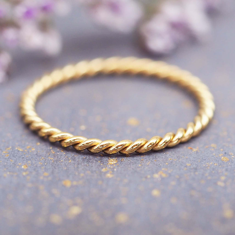Briar Twist Gold Stacker Rings - womens waterproof jewellery by Australian jewellery brand indie and harper