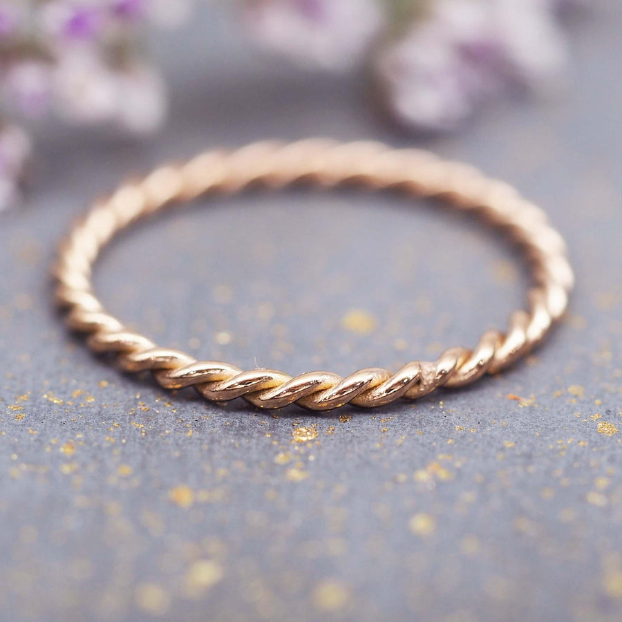 Briar Twist Rose Gold Stacker Rings - womens waterproof jewellery by Australian jewellery brand indie and harper