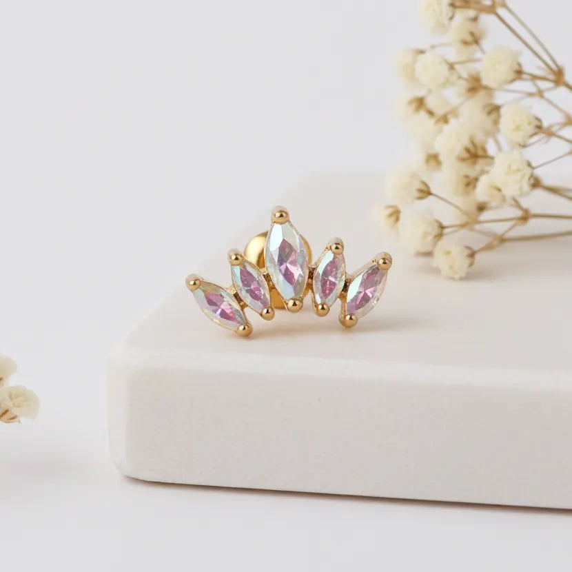 gold celestial crystal stud earring by indie and harper