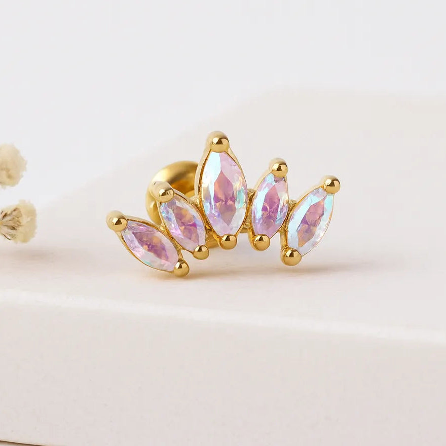 gold celestial crystal stud earring by indie and harper