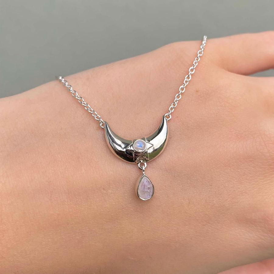 celestial moonstone necklace - sterling silver necklace with natural moonstone - shop women's boho jewellery by indie and harper