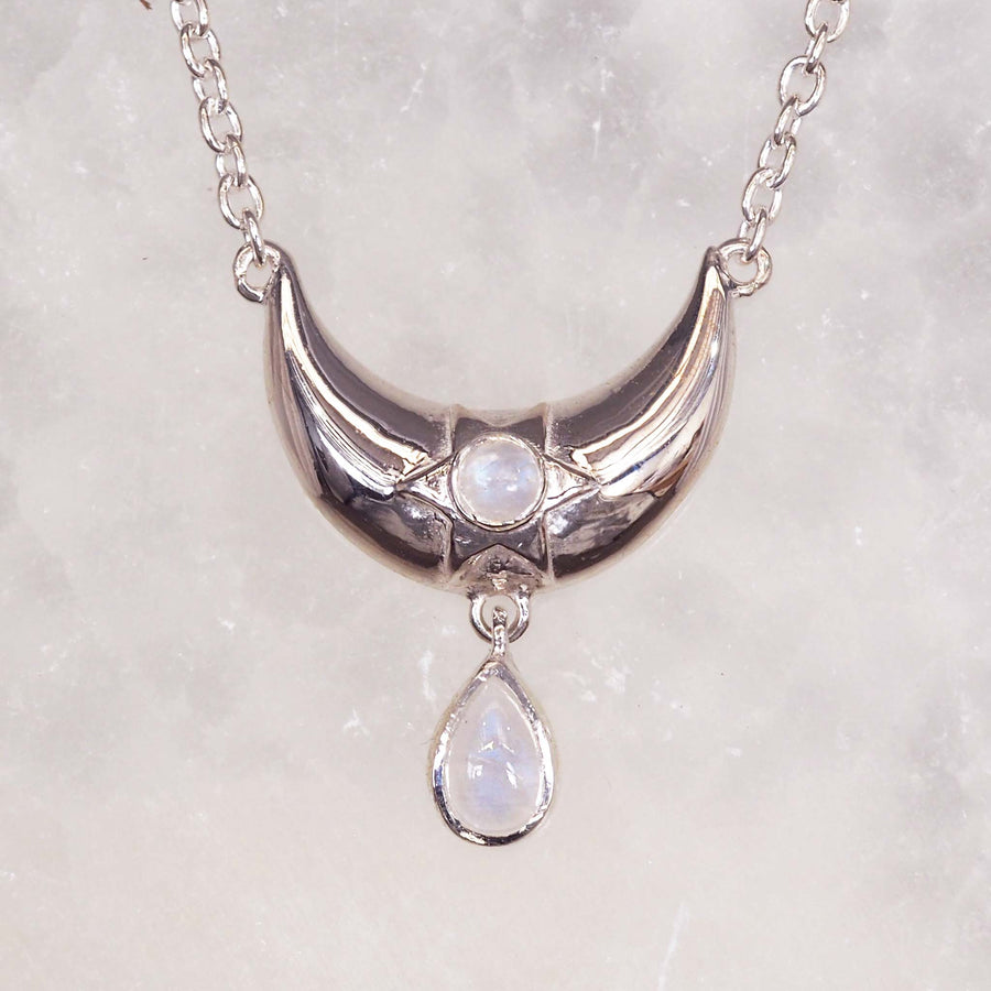 celestial moonstone necklace - sterling silver necklace with moonstones - boho jewellery by indie and harper
