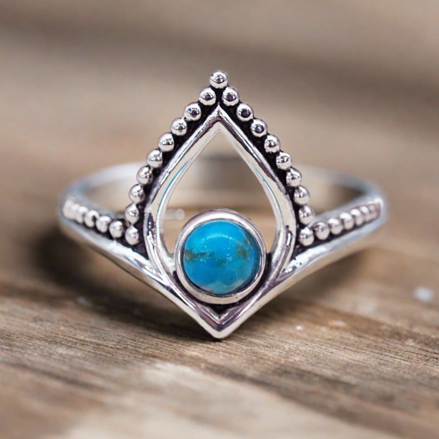 Chevron Turquoise Petal Ring - womens jewellery by indie and harper